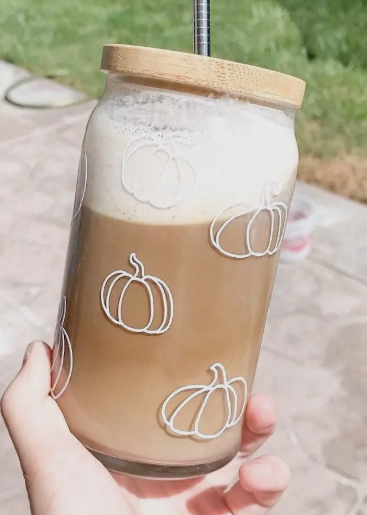 Pumpkin Iced Coffee Glass